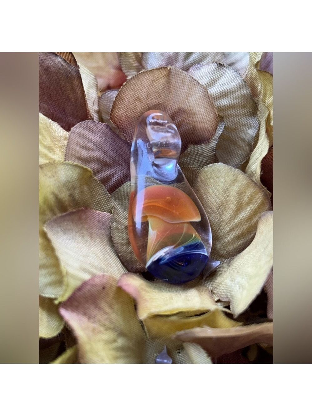 Hand-Blown Glass Mushroom Pendant | Art Necklace | Psychedelic Lampwork | Unisex